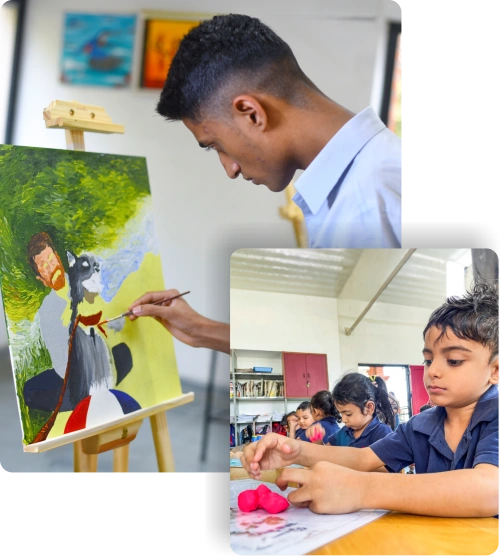 Nalanda school student canvas painting